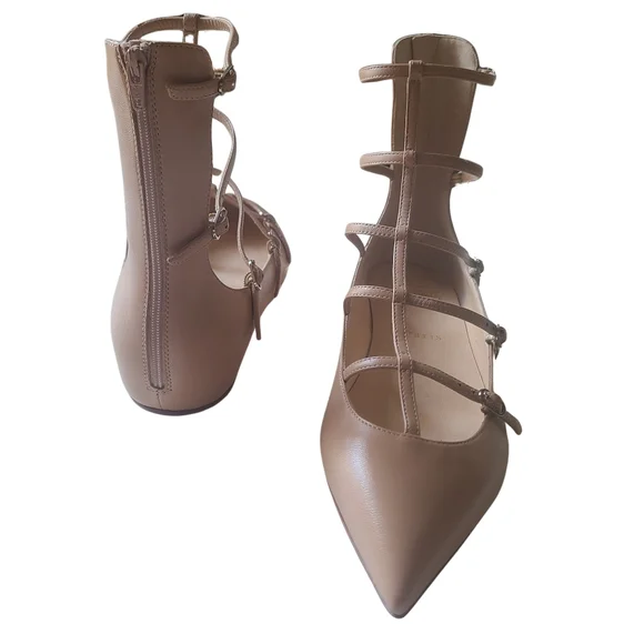 CHRISTIAN LOUBOUTIN 🏷️NWT "Toerless Muse" Nude Leather Gladiator Caged Flat 38 - Picture 2 of 10